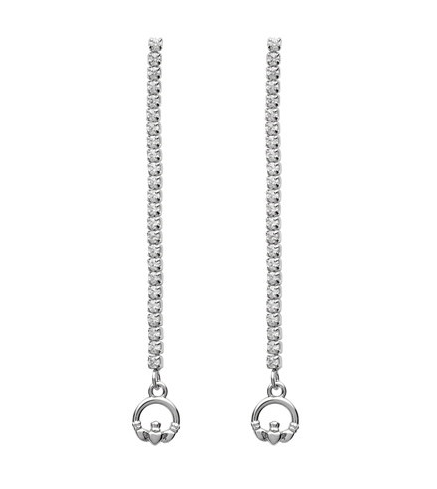 Claddagh Long Drop Earrings