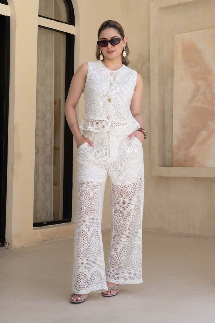 White lace co ord set women