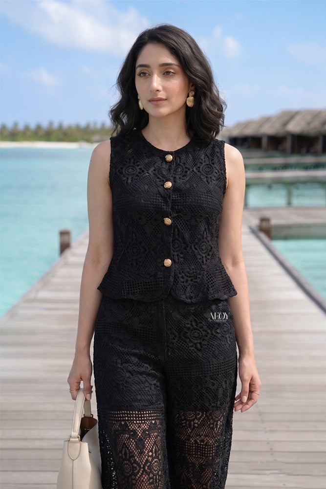 Elegant black matching set outfit