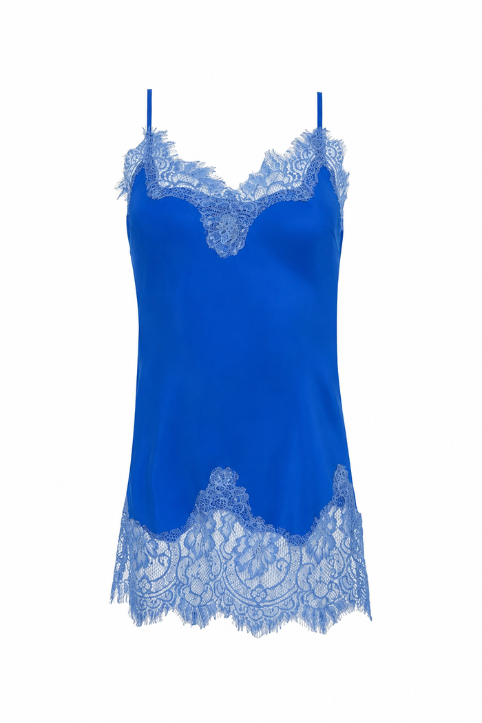 Coco Lace Silk Cami - Atlantic Blue