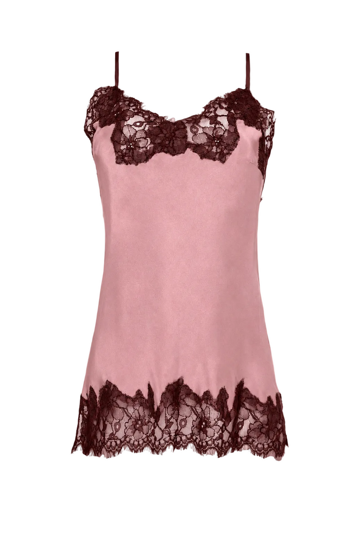 Contrast Marilyn Lace Silk Cami -  Rose Taupe / Dirty Olive