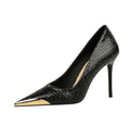 Croc-Embossed Pointed Toe Stiletto Heels – LUXE