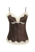 Cross Lace Front Cami  - Java Brown