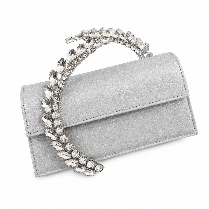 Crystal Handle Satin Evening Clutch – ÉLORIA