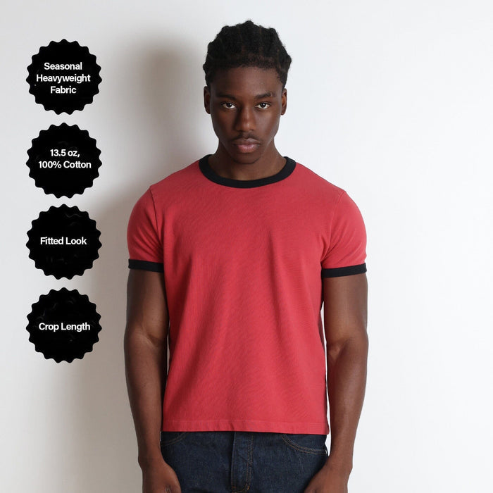 Diego Muscle Tee | Heavyweight | 13.5oz | Ringer T-Shirt PH Red | Black