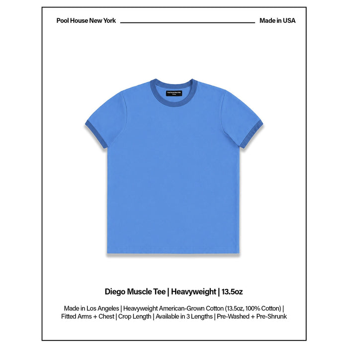 Diego Muscle Tee | Heavyweight | 13.5oz | Ringer T-Shirt Tonal Oxford Blue