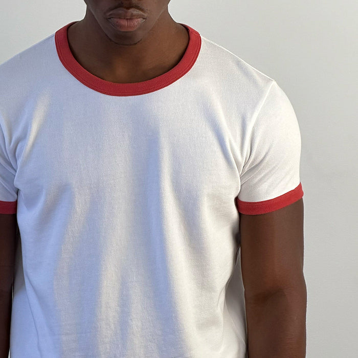 Diego Muscle Tee | Heavyweight | 13.5oz | Ringer T-Shirt White | PH Red