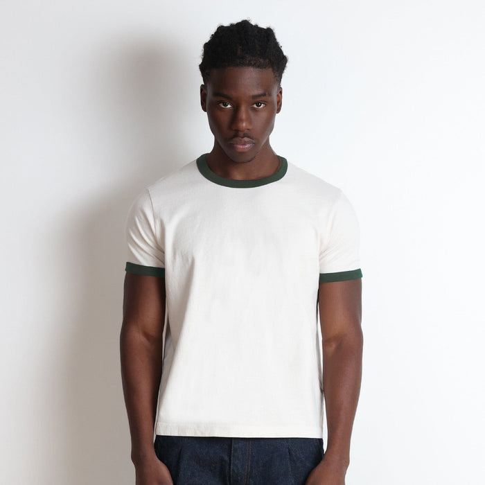 Diego Muscle Tee | Ringer T-Shirt Natural | British Green