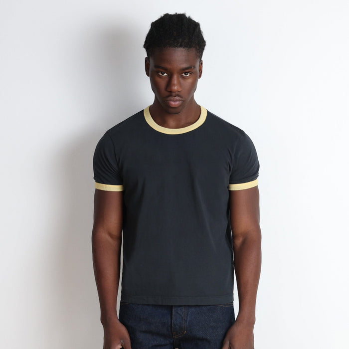 Diego Muscle Tee | Ringer T-Shirt Ash Black | Butter Yellow