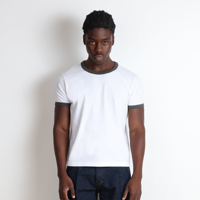 Diego Muscle Tee | Ringer T-Shirt White | Dark Grey