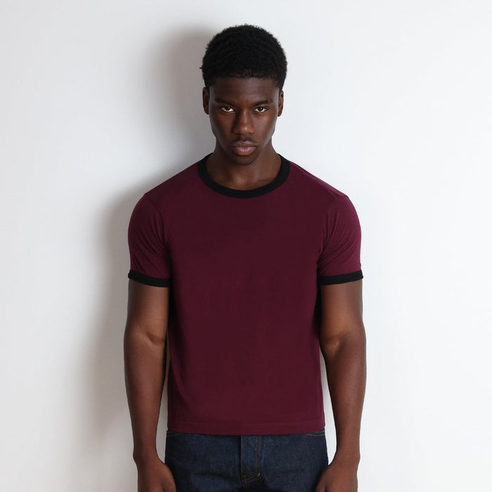 Diego Muscle Tee | Ringer T-Shirt Burgundy | Black