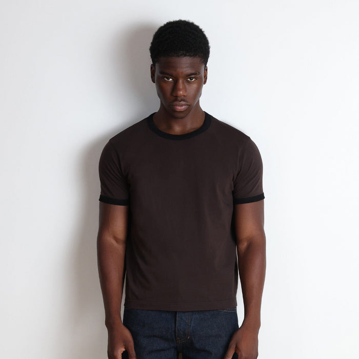 Diego Muscle Tee | Ringer T-Shirt Dark Brown | Black