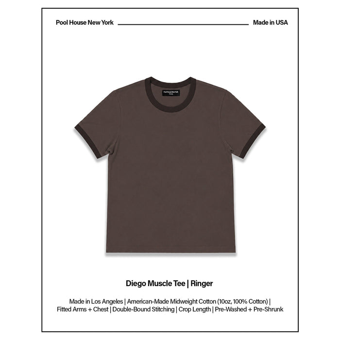 Diego Muscle Tee | Ringer T-Shirt Tonal Tobacco Brown