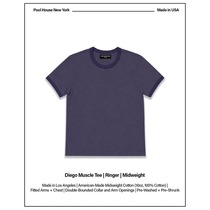Diego Muscle Tee | Ringer T-Shirt Tonal Vintage Purple