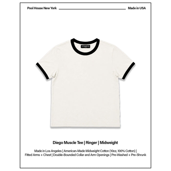 Diego Muscle Tee | Ringer T-Shirt Natural | Black