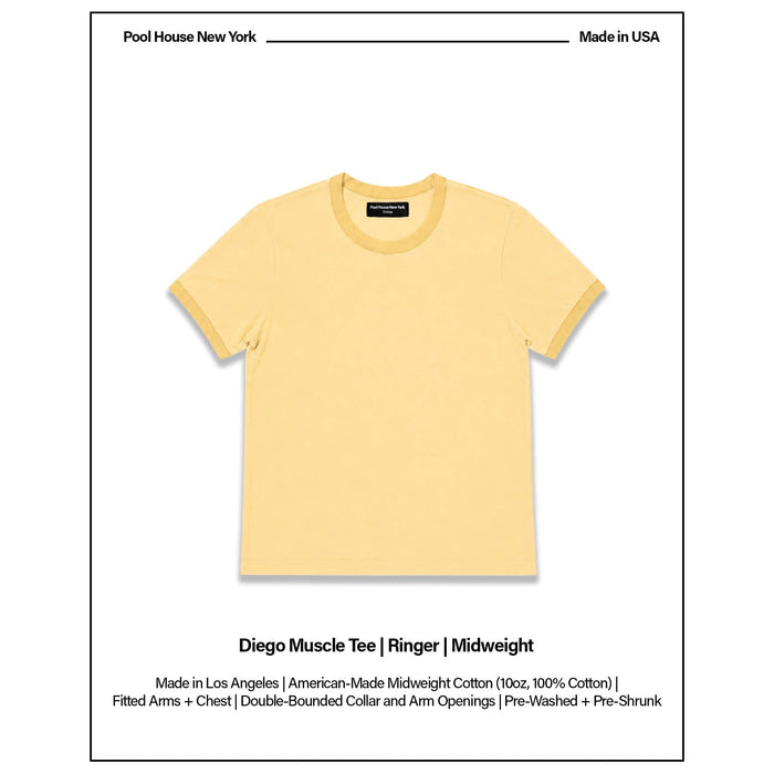Diego Muscle Tee | Ringer T-Shirt Tonal Butter Yellow