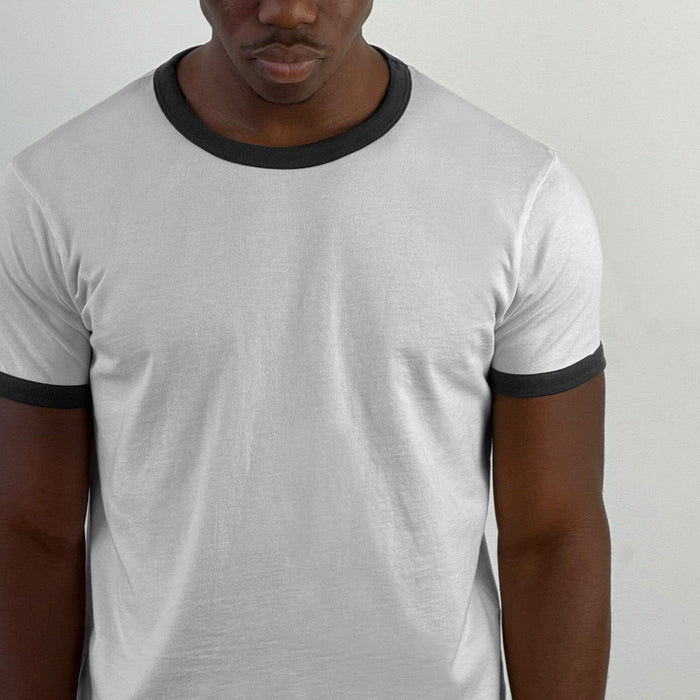 Diego Muscle Tee | Ringer T-Shirt White | Dark Grey
