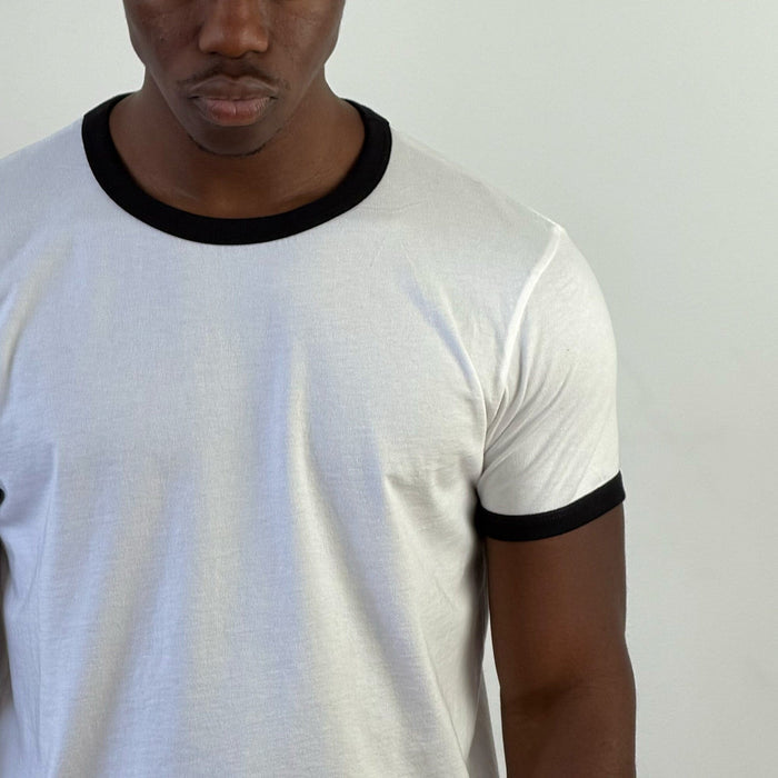 Diego Muscle Tee | Ringer T-Shirt White | Black