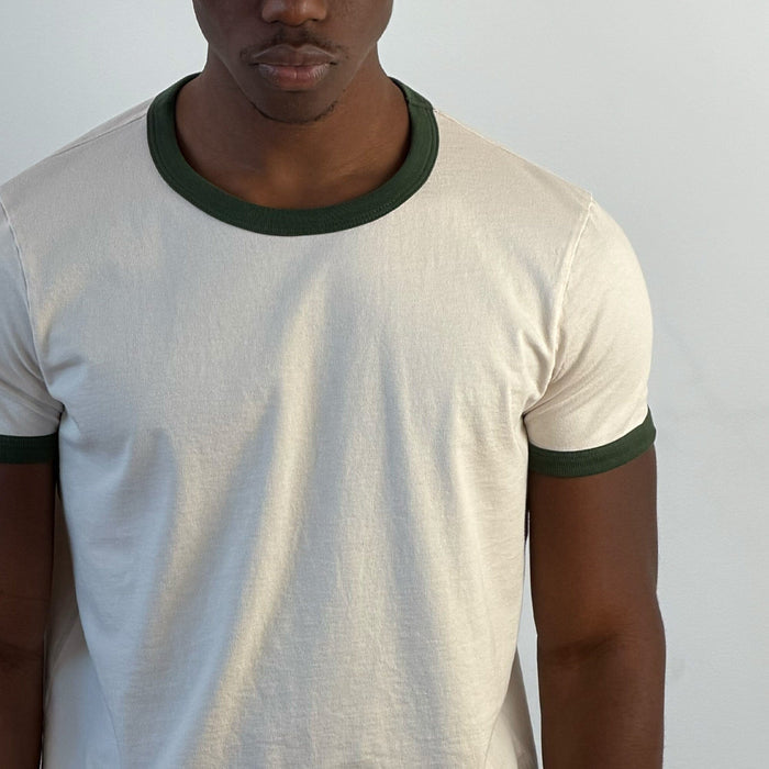 Diego Muscle Tee | Ringer T-Shirt Natural | British Green