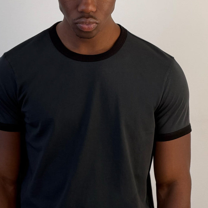 Diego Muscle Tee | Ringer T-Shirt Vintage Black | Black