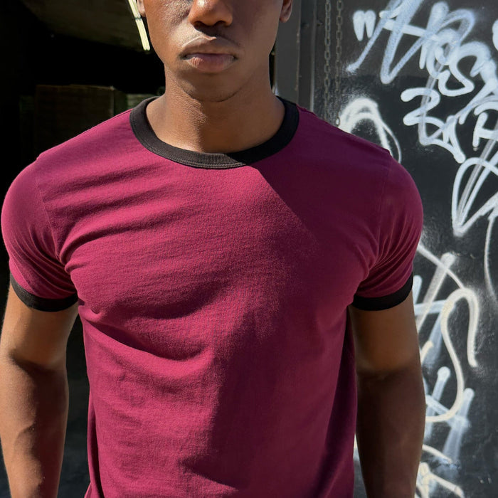 Diego Muscle Tee | Ringer T-Shirt Burgundy | Black