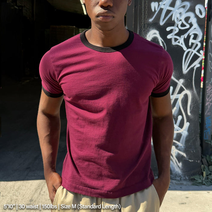 Diego Muscle Tee | Ringer T-Shirt Burgundy | Black