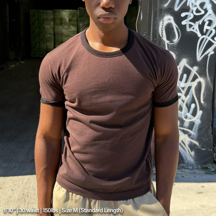 Diego Muscle Tee | Ringer T-Shirt Dark Brown | Black