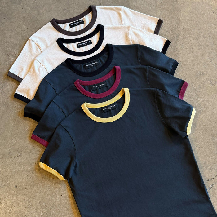 Diego Muscle Tee | Ringer T-Shirt Ash Black | Butter Yellow
