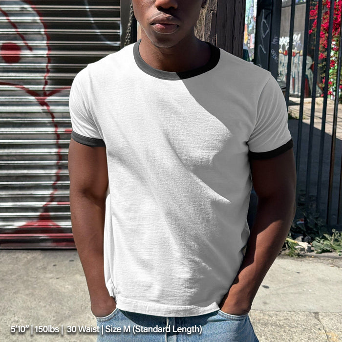 Diego Muscle Tee | Ringer T-Shirt White | Dark Grey