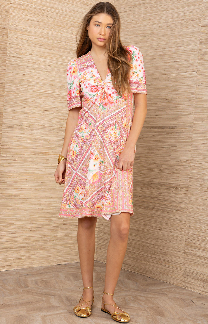 Erica Jersey Dress, color-Coral