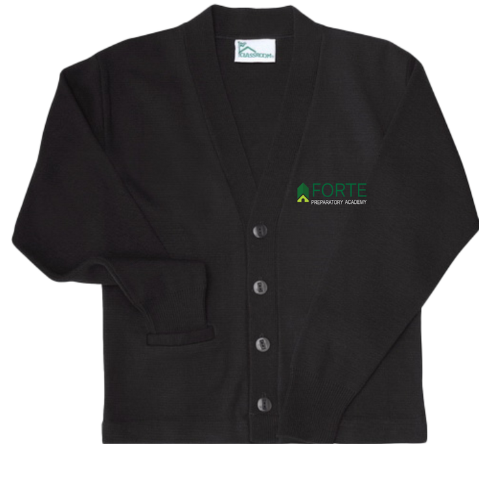Forte Prep Mini Store Vneck Cardigan Sweater BLACK