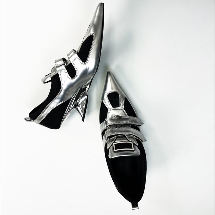 Futuristic Metallic Pointed Sneakers - Avant