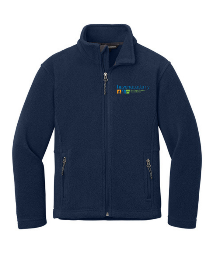 HAVEN ELEMENTARY FULL ZIP POLAR FLEECE JACKET, NAVY WITH LOGO