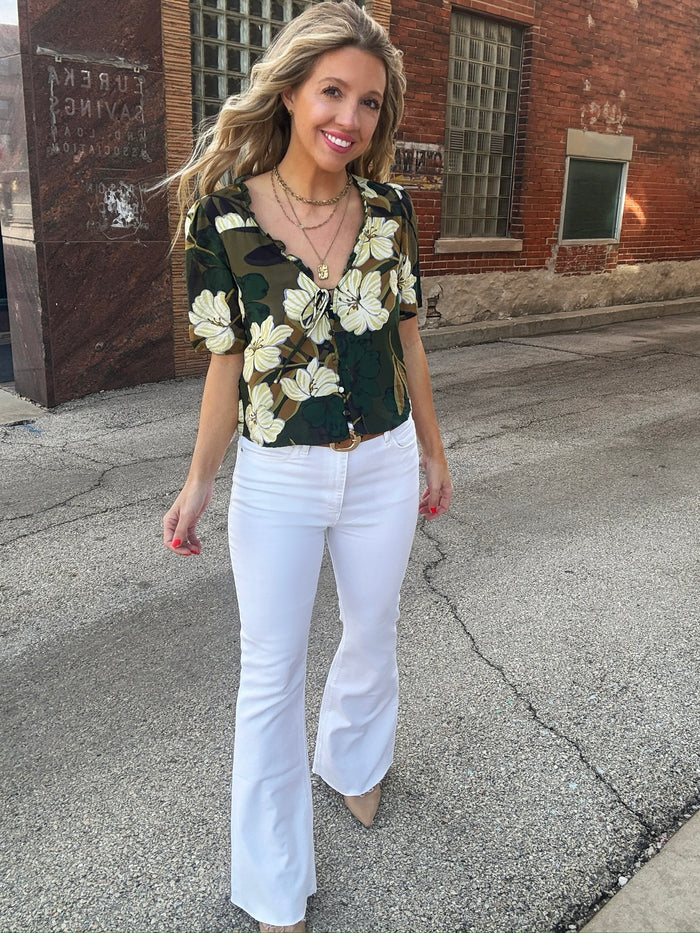 Hudson Holly Rise Flare Bootcut in Spring White