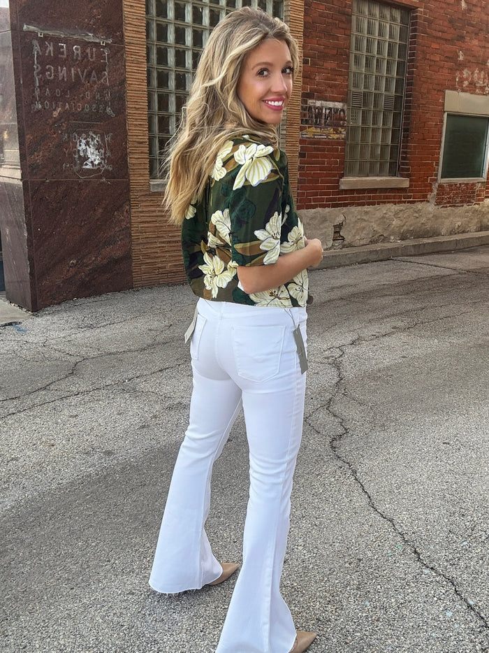 Hudson Holly Rise Flare Bootcut in Spring White