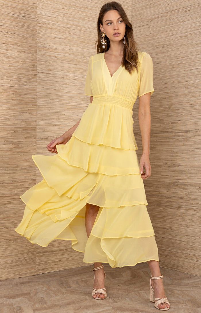 Imogene Solid Maxi Dress, color_Yellow