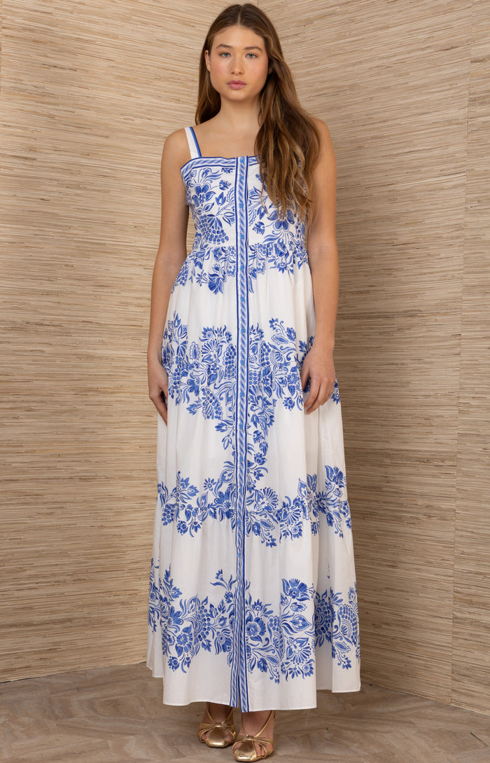 Jream Cotton Poplin Dress, color-Blue