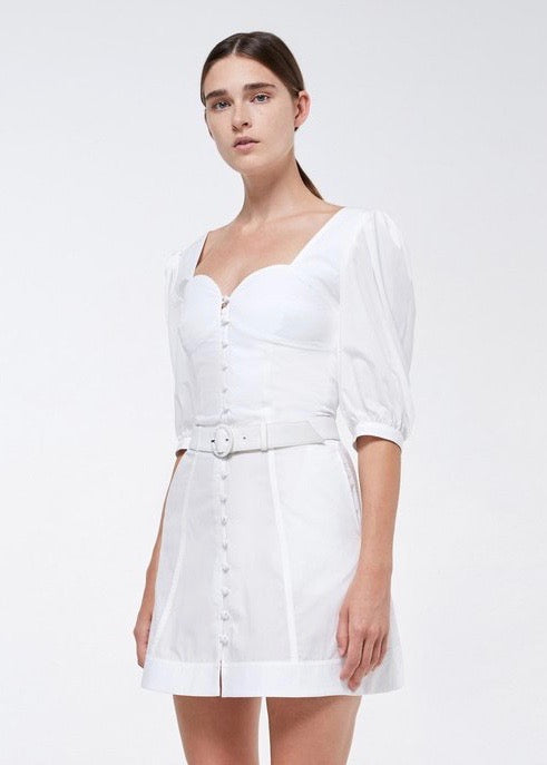 Juno Cotton Mini Dress (White)