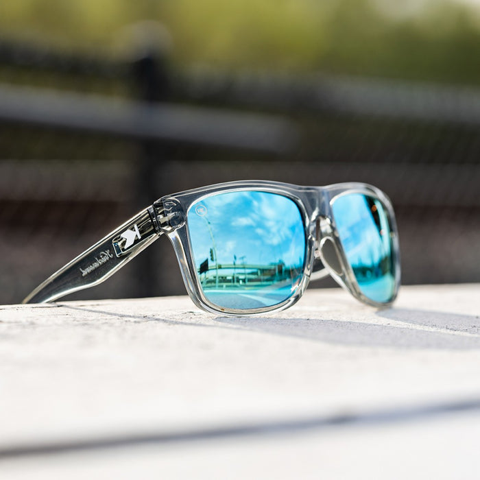 Knockaround Sunglasses | Fast Lanes Sport | Clear Grey / Aqua