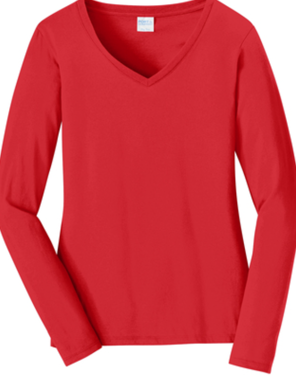 Ladies Long Sleeve V-Neck Tee