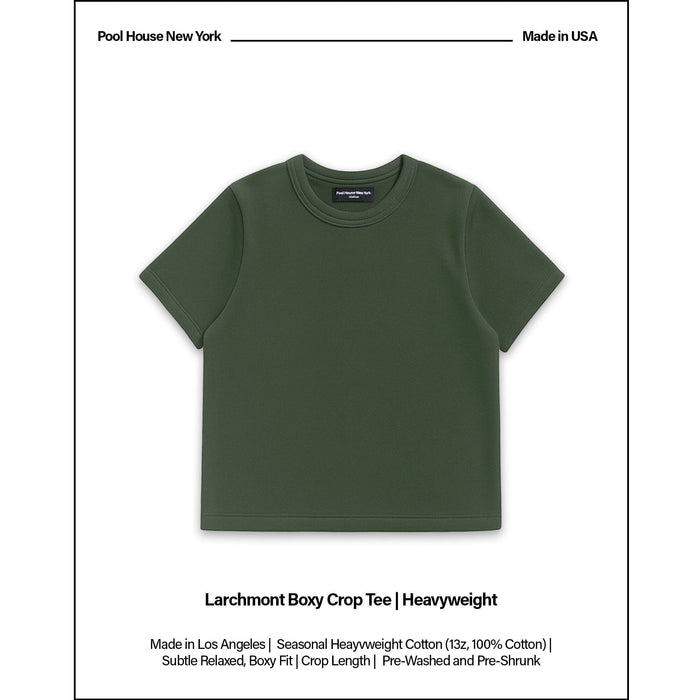 Larchmont Boxy Crop Tee | Heavyweight '25 T-Shirt Ash British Green