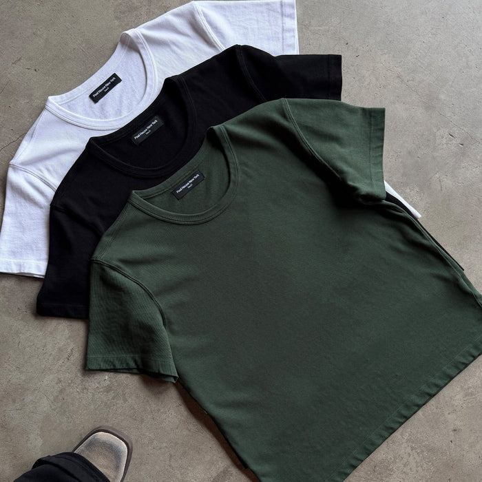 Larchmont Boxy Crop Tee | Heavyweight '25 T-Shirt Ash British Green