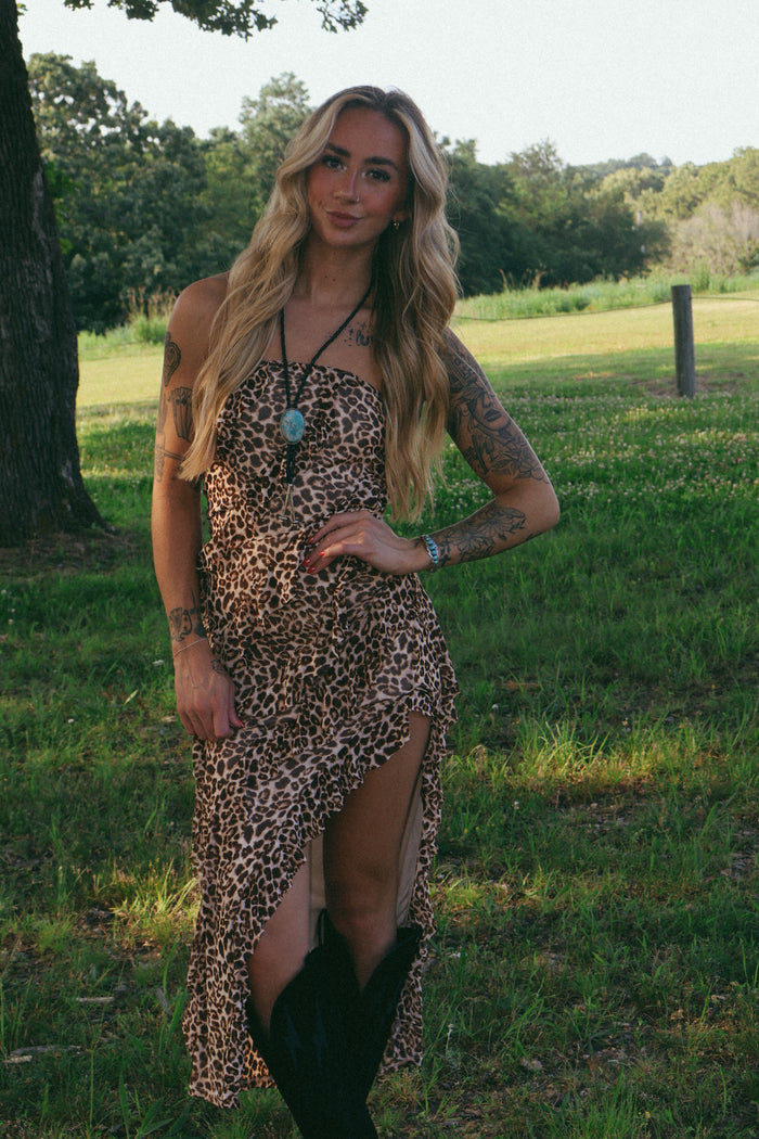 LEOPARD RUFFLE DRESS