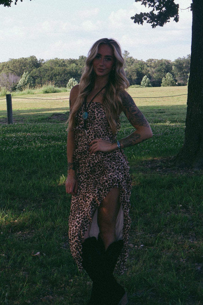 LEOPARD RUFFLE DRESS