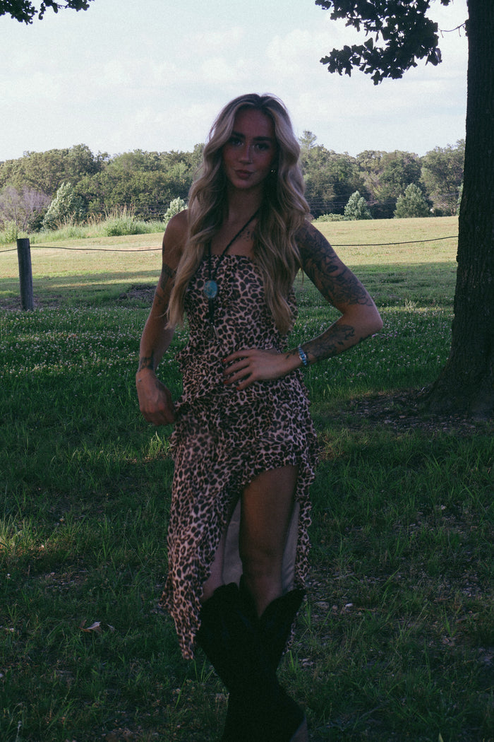 LEOPARD RUFFLE DRESS