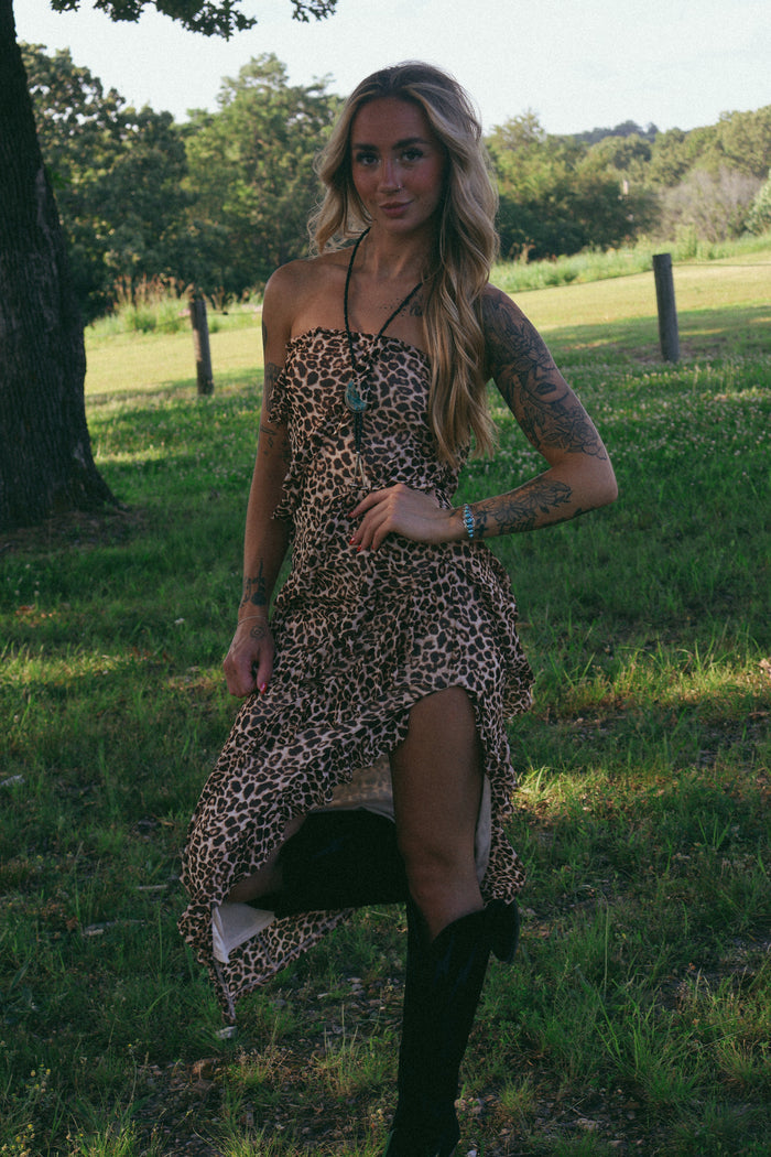 LEOPARD RUFFLE DRESS