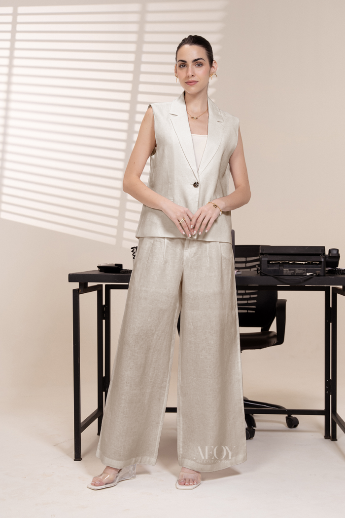 Beige linen co ord set