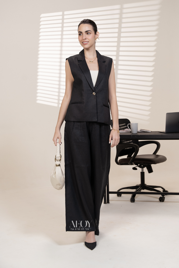 Linen waistcoat co ord set women