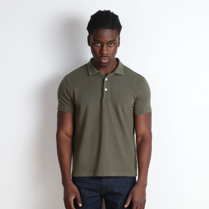 Los Feliz Crop Muscle Polo Shirt T-Shirt Military Green