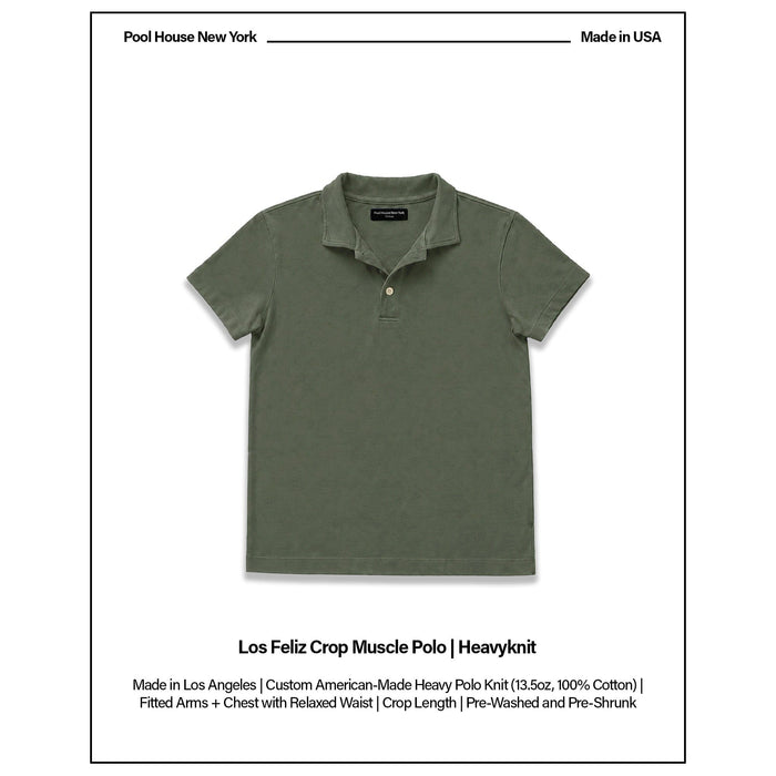 Los Feliz Crop Muscle Polo | Heavyknit T-Shirt Military Green